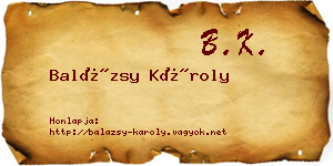 Balázsy Károly névjegykártya